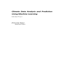 Climate Data Analysis and Prediction using Machine Learning