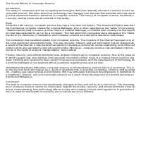 Essay on computer sciences and its social effects.