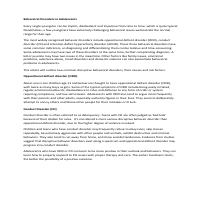 Behavioral Disorders in Adolescents 