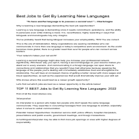 Best Jobs to Get By Learning New Languages