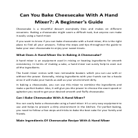 Can You Bake Cheesecake With A Hand Mixer