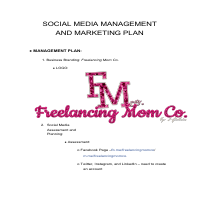 Social Media Management and Marketing Plan