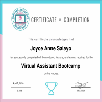 Virtual Assistant Bootcamp Certificate