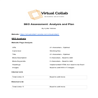 SEO Assessment:Analysis and Plan