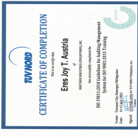 ISO 9001:2015 Internal Auditor Certificate