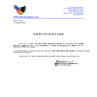 GSIA Security Agency Inc. COE