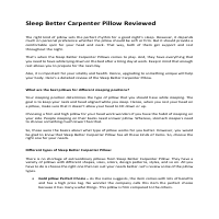 Sleep Better Carpenter Pillow Reviewed