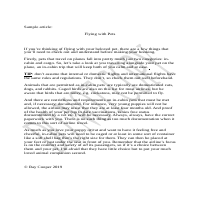 300 word sample article - Flying with Pets