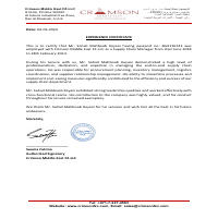 Crimson Experience Certificate