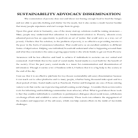SUSTAINABILITY ADVOCACY DISSEMINATION