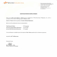 Certificate of Employment-Microsourcing
