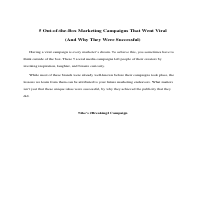 Viral Marketing Campaigns