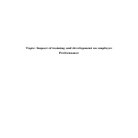 Impact of Training and Development