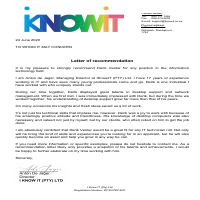 Reference Letter from I Know IT