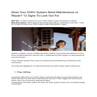 12 Signs Your HVAC System Needs Maintenance or Repair