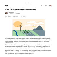 Article: Intro to Sustainable Investment