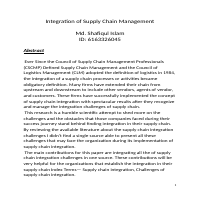 Integration of Supply Chain Management