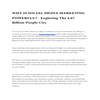 WHY IS SOCIAL MEDIA MARKETING POWERFUL