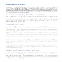 Article: Breastfeeding Nutrition