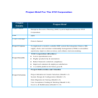 Project Brief for XYZ Corporation 