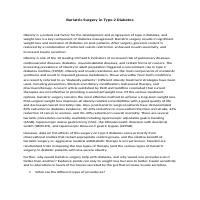 Bariatric Surgery in Type 2 Diabetes