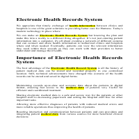 Electronic Health Records System And Its Advantages