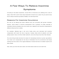 A Few Ways To Relieve Insomnia Symptoms