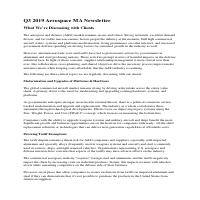 M&A Aerospace Defense Newsletter