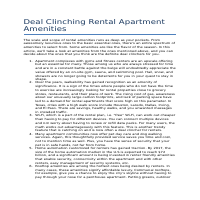 Deal Clinching Rental Apartment Amenities