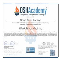 HIPAA Certificate
