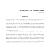 New menu/concept considerations