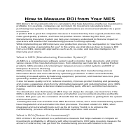 How to Measure ROI  From Your MES