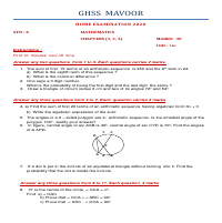 Exam Question prepared for school