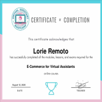 Certificate of Completion E-Commerce Courses