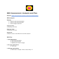 SEO Assesment: Analysis and Plan