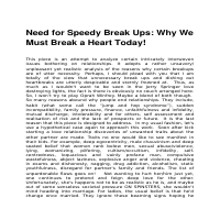 Need for Speedy Break Ups