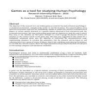 Games as a tool for studying Human Psychology