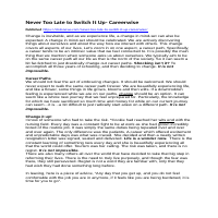 Never Too Late to Switch It Up Careerwise Article