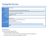 Training Plan for Senior Students