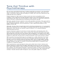 Tune Out Tinnitus with Psychotherapy