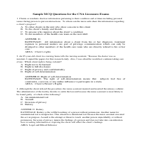 Sample MCQ for CNA Exams