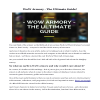 World of Warcraft - WoW armory