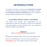 Customer Service Vision and Mission