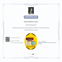 Certificate Of Completion for Schedule Management 
