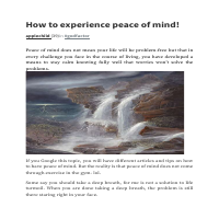 Peace of Mind