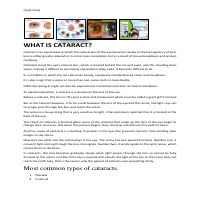 Essay on cataracts