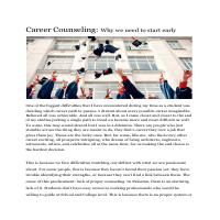 Career Counselling: Why We Should Start Early