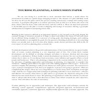 DISCUSSION PAPER ON TOURISM PLANNING