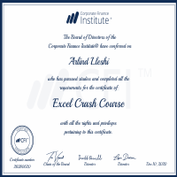 Professional training cert.