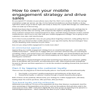 How to Own Your Mobile Engagement Strategy and Drive Sales